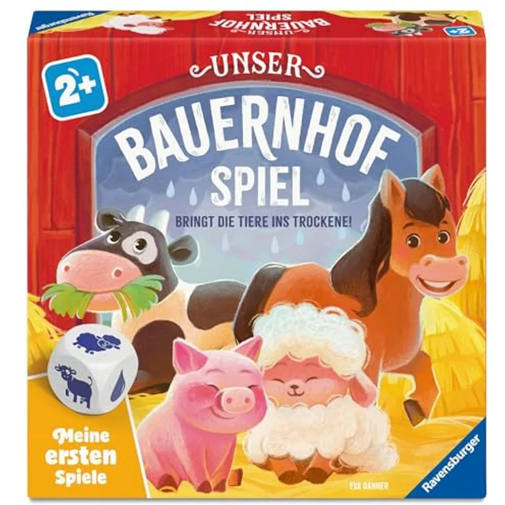 Ravensburger Unser Bauernhofspiel - Meine ersten Spiele, Würfelspiel für 1-4 Spieler ab 2 Jahren, kooperatives Kinderspiel für Mädchen und Jungen