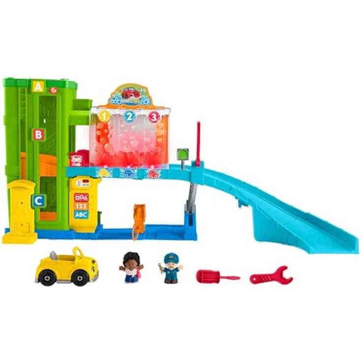 Fisher-Price Little People Garage Spielset mit Autorampe, pädagogisch beleuchtet, mehrsprachig, inkl. Smart Stages-Inhalt, HRC60 – Bild 1