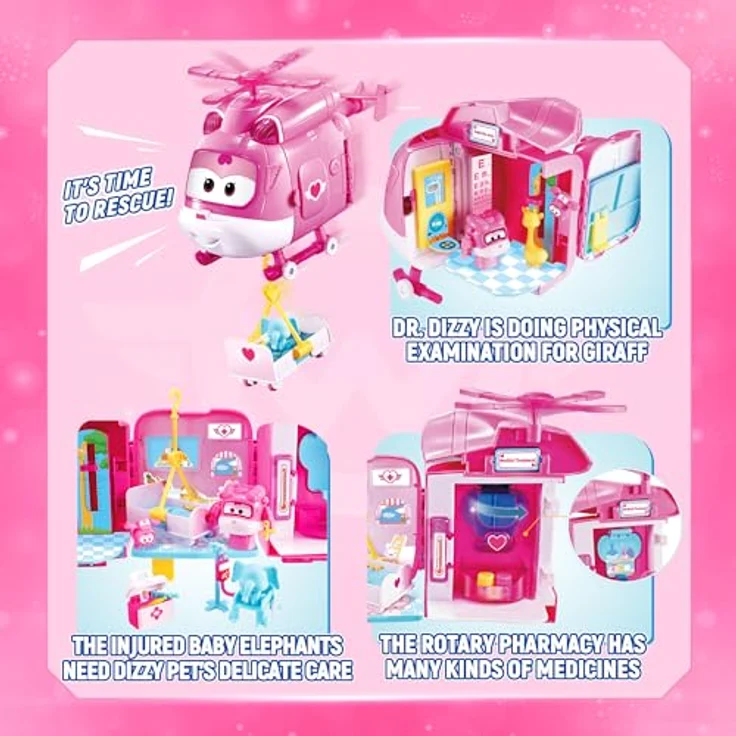 Super Wings EU770840 Dizzy Rescue Helicopter Playset, 18 cm verwandelbare Spiel-Figur mit Mini-Dizzy, 4-in-1 Rettungshelikopter für Kinder ab 3 Jahren – Bild 3