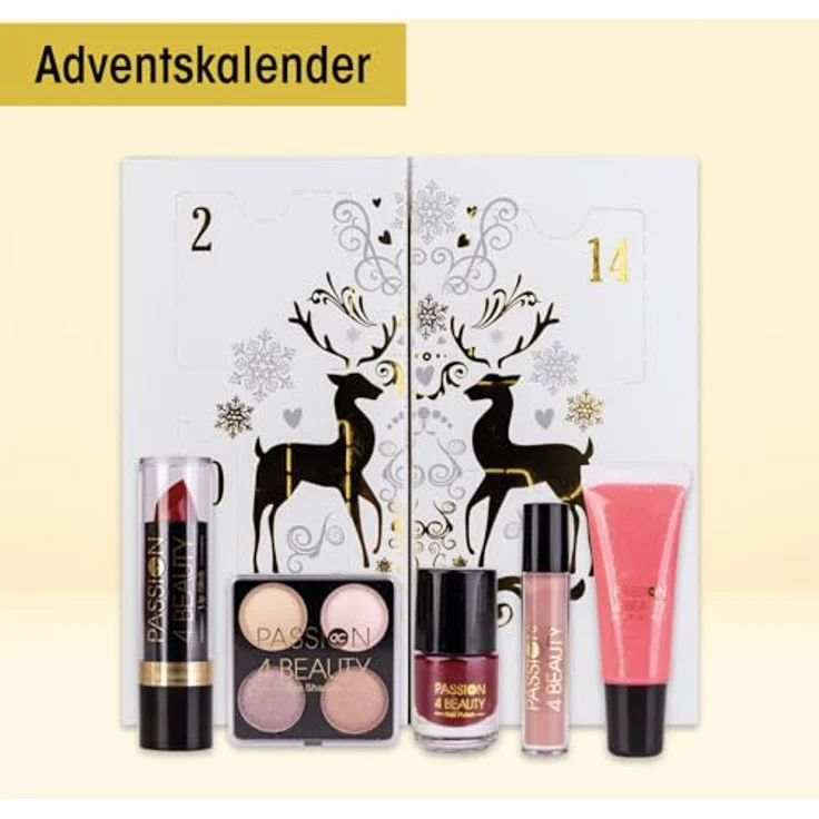 accentra – Adventskalender Beauty mit 24 Make up & Kosmetik Produkten – Schmink Adventskalender Frauen mit Lippenstift, Wimpern, Nagellack, Lidschatten, Applikatoren uvm. – Weihnachtskalender Beauty – Bild 4