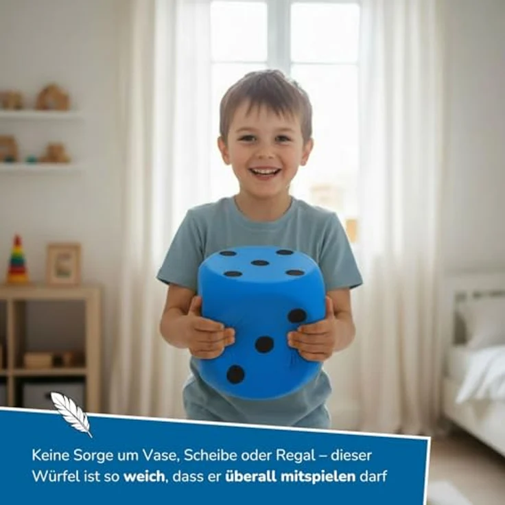 alldoro 63108 XXL Schaumstoff-Würfel Blau, 15 x 15 cm, weicher Spielwürfel für drinnen und draußen, lernfördernd und leise – Bild 3