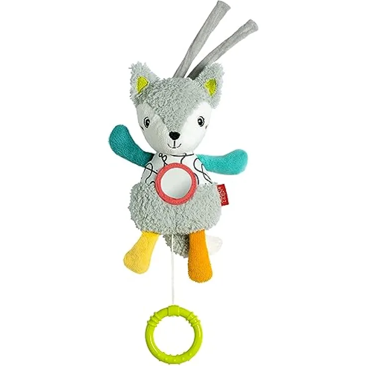Fehn Mini-Spieluhr Fuchs – Kuscheltier & Einschlafhilfe mit Spiegel & herausnehmbarem Spielwerk – Melodie „Weißt du wieviel Sternlein stehen“ – zuhause & unterwegs – für Babys & Kinder ab 0+ Monaten