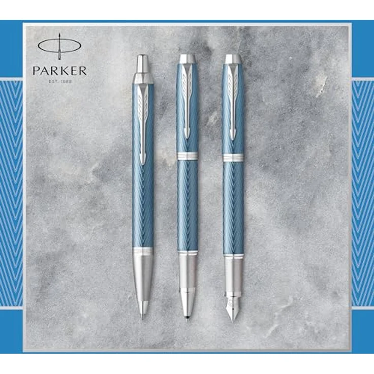 Parker IM Premium Rollerball-Stift, eleganter Schreibstift mit blaugrauem Metallic-Gehäuse und glatter Schreibspitze – Bild 7