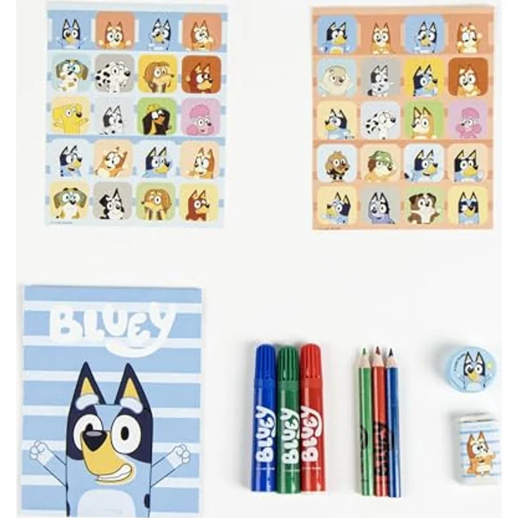 Bluey Farbkasten Zeichenkoffer, Trolley mit Buntstiften, Filzstiften, Wasserfarben und Zubehör – Bild 2