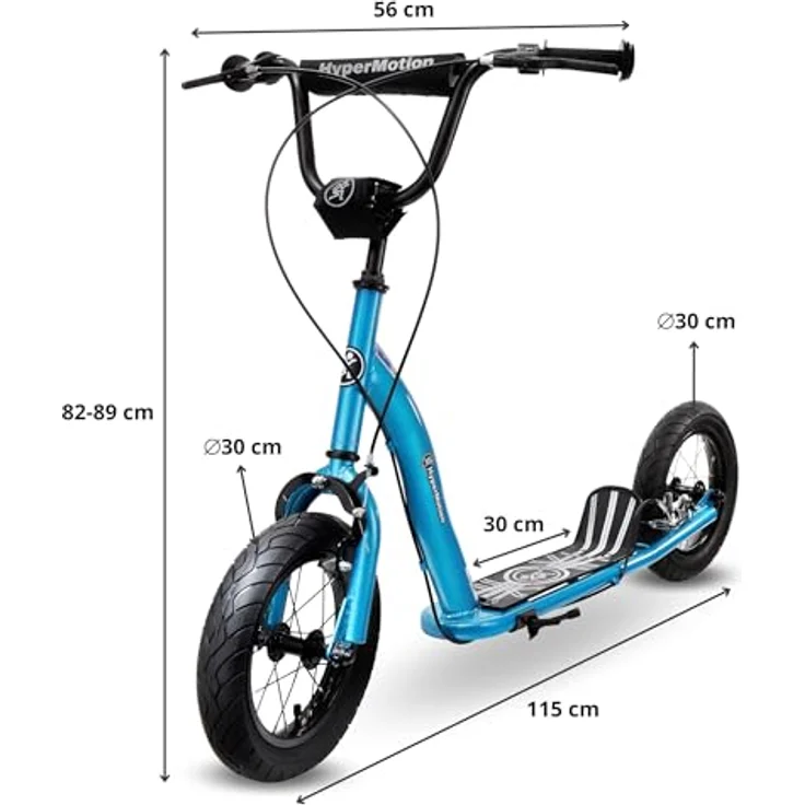 HyperMotion RUBY 12.2 Kinderroller, 12 Zoll Luftreifen, höhenverstellbar, mit Handbremsen, blau – Bild 4