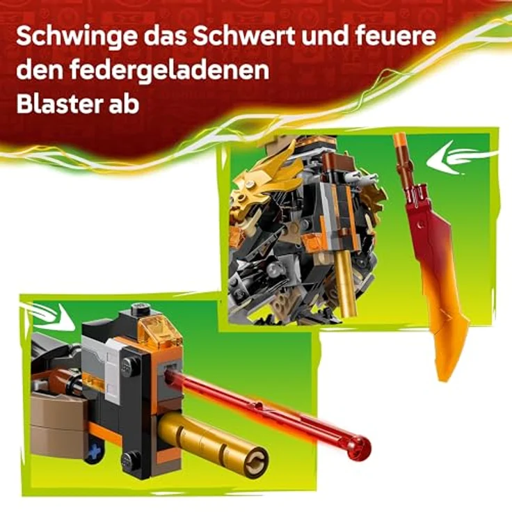 LEGO NINJAGO Coles Action-Mech und Drachen-Zane, Spielzeug mit 3 Minifiguren und Ausrüstung für Kinder ab 7 Jahren, Modell 71854 – Bild 4