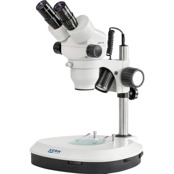Kaiserkraft Stereo-Zoom-Mikroskop, 0,7-fach bis 4,5-fach vergrößerbar, binokular, mit 360° drehbarem Kopf und dimmbarer LED-Beleuchtung
