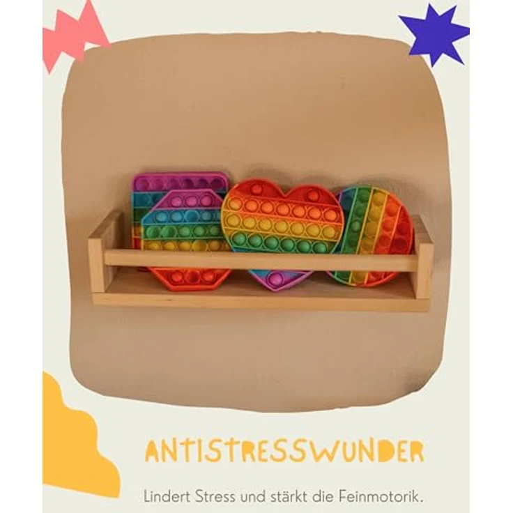 Pop on It für Kinder I Pop Bubble 4er Geschenkset I Wasserfestes Fidget Toy Set I Poppets aus hochwertigem Silikon I Regenbogen Antistress Spielzeug – Bild 7