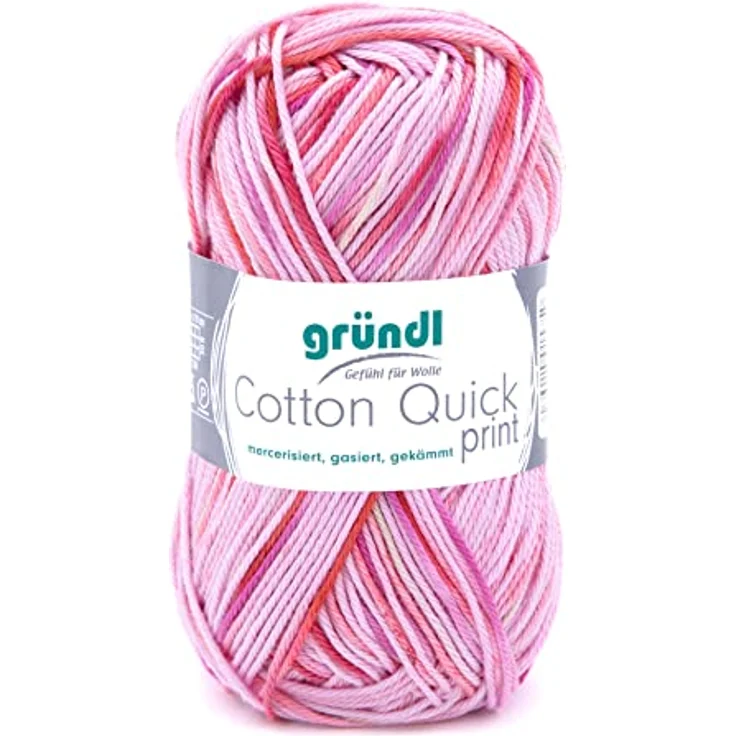 Gründl Cotton Quick print Garn, Baumwolle, Rosa-Fuchsia Multicolor, Ca. 125 m – Bild 1