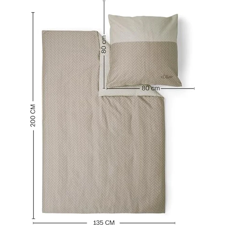 s.Oliver Mako Satin Bettwäsche 135x200 cm, 100% Baumwolle, weich & anschmiegsam, mit Reißverschluss, beige, 2-teilig – Bild 4