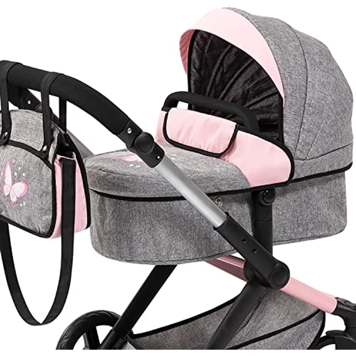 Bayer Design Kombi-Puppenwagen Xeo Schmetterling grau rosa – Bild 9