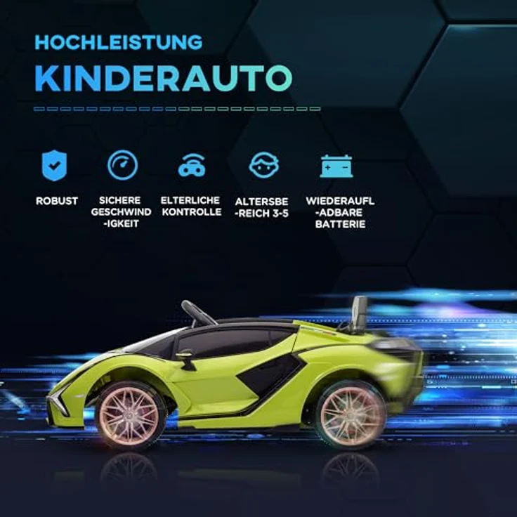 HOMCOM Elektro-Kinderauto Kinderfahrzeug, Elektroauto mit 2,4G-Fernbedienung, MP3 USB, Belastbarkeit 25 kg, Grün – Bild 3