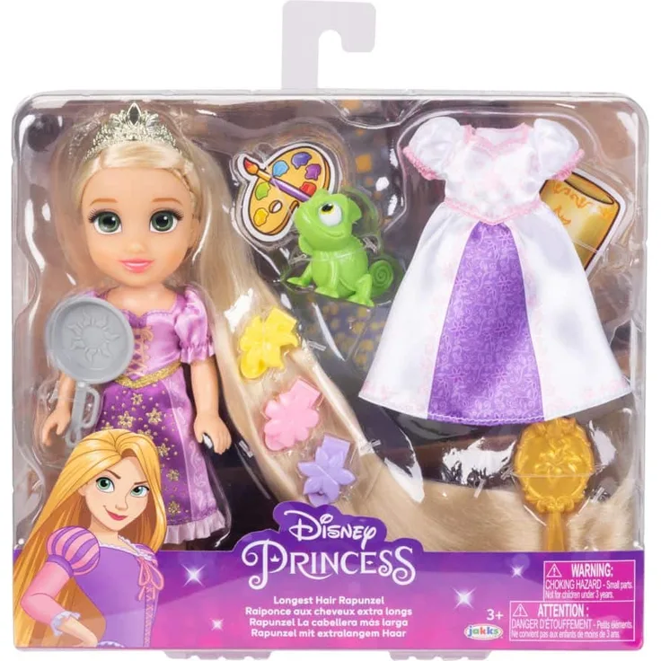 Jakks Pacific Disney Princess - Rapunzel Puppe - mit extralangem Haar, ca. 15 cm