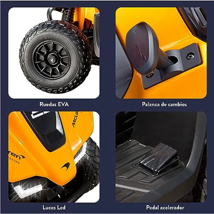 FEBER Quad McLaren MCL 35 Liveries JL212, 12V Batterie, LED Lichter, Geschwindigkeit 3-6 km/h, für Kinder ab 3 Jahren, stabil und sicher – Bild 3
