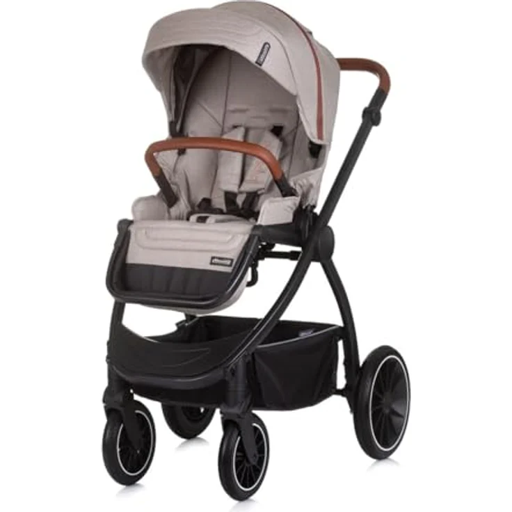 Chipolino Kombikinderwagen 3 in 1 Prestige Babywanne Rucksack i-Size Babyschale, beige – Bild 2