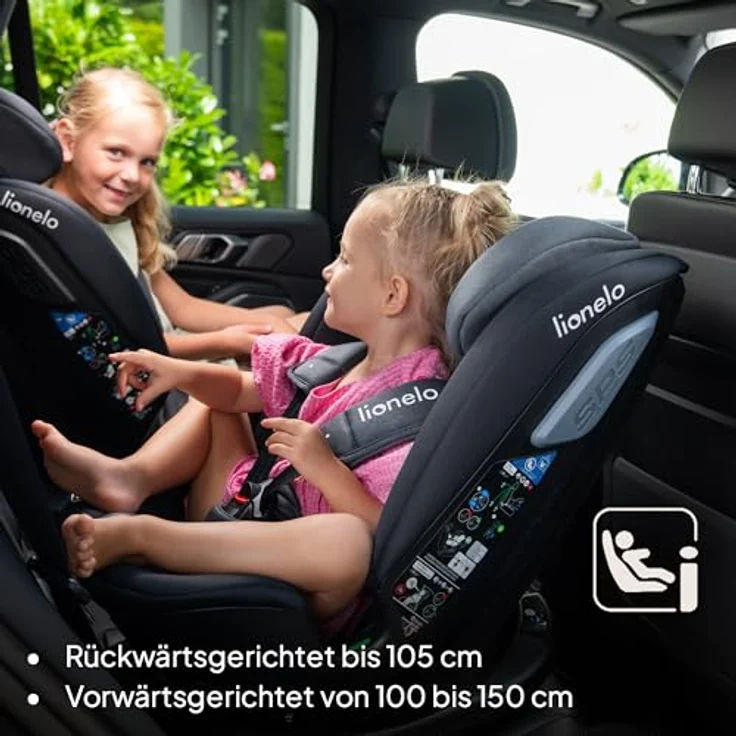 lionelo Autokindersitz Bastiaan RWF i-Size, 4 Sitze in 1/360' drehbare Basis / ISOFIX / Top-Tether, Farbe: variabel – Bild 7