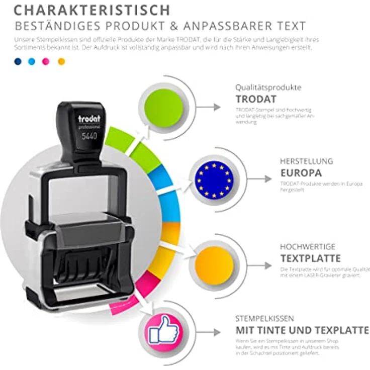 TRODAT Professional 5204, Textstempel für max. 6 Zeilen, 56 x 26 mm, schwarz mit Gutschein für individuelle Textplatte – Bild 4