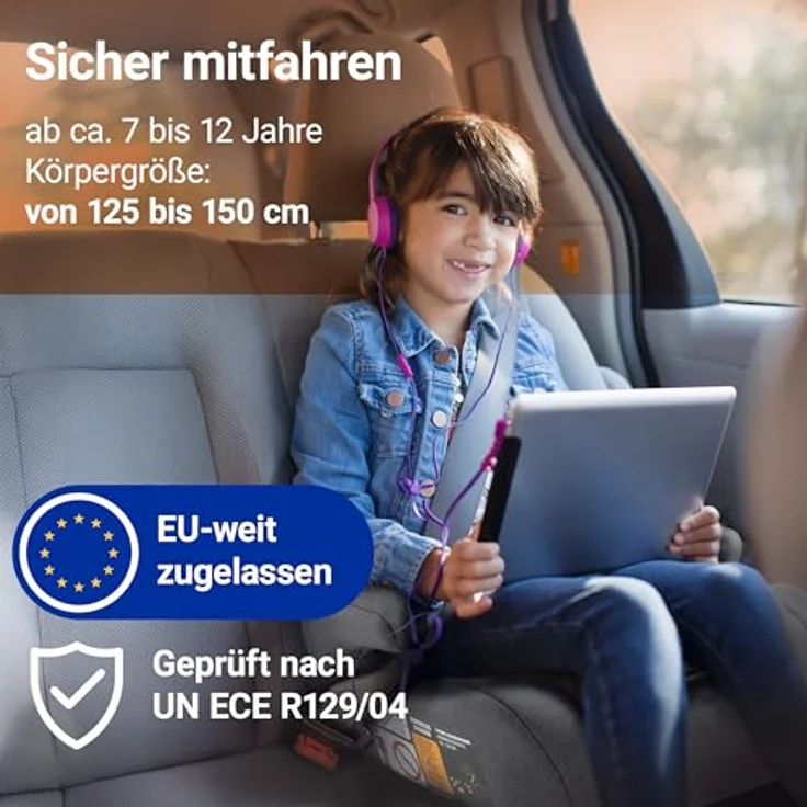 Zamboo Auto-Kindersitzerhöhung i-Size für 7-12 Jahre, Dunkelgrau, stabil & pflegeleicht – Bild 2