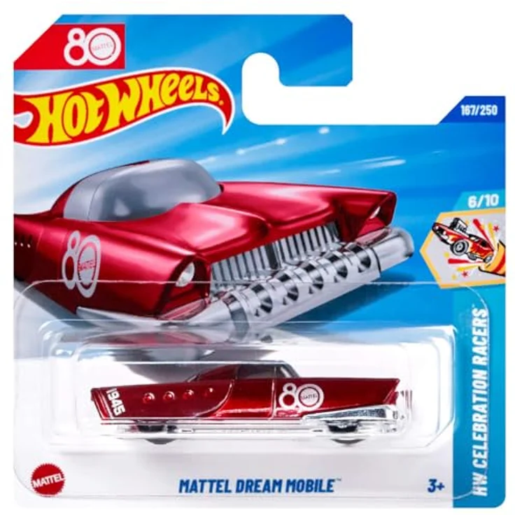 Hot Wheels Mattel Dream Mobile 80th Anniversary Collector's Edition, Die-Cast Modellauto, glänzende rote Lackierung mit Jubiläumslogo – Bild 2