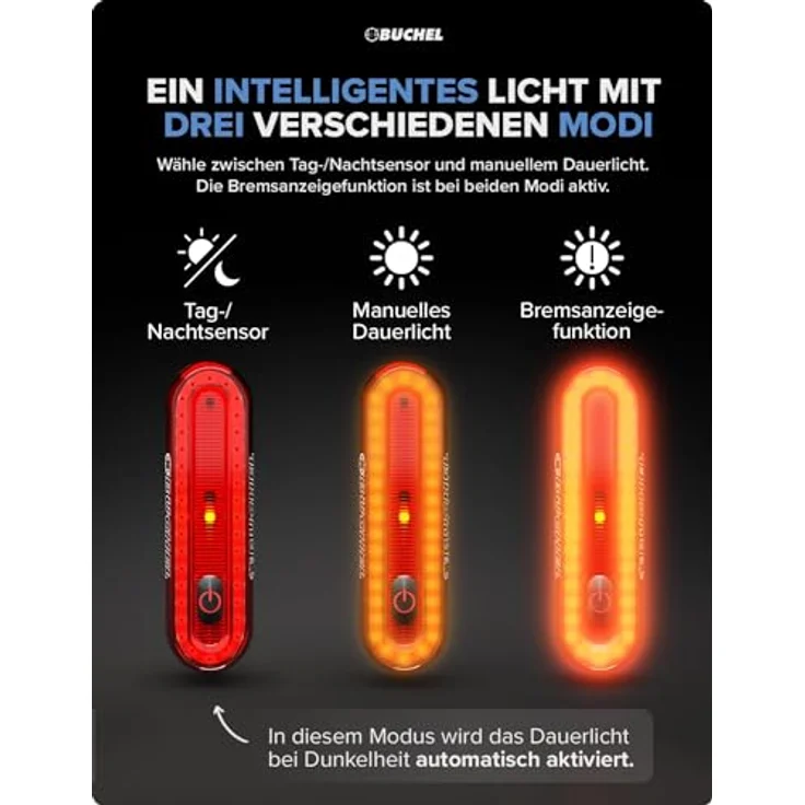 Büchel Rücklicht Micro Lens COB, LED Rücklicht mit Bremsanzeigefunktion, aufladbar und StVZO zugelassen – Bild 5