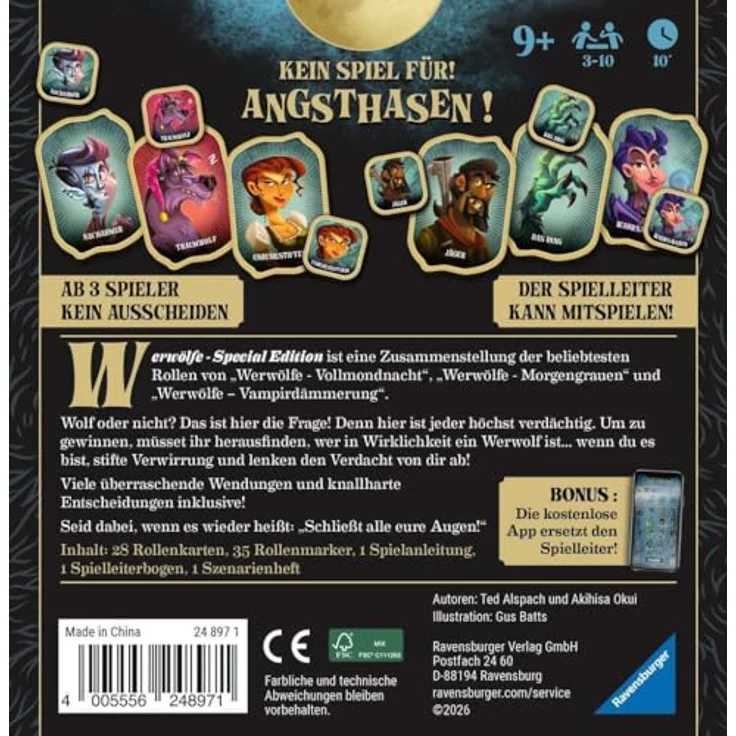 Ravensburger Werwölfe - Special Edition, Brettspiel mit beliebten Rollen aus Vollmondnacht, Morgengrauen und Vampirdämmerung – Bild 2