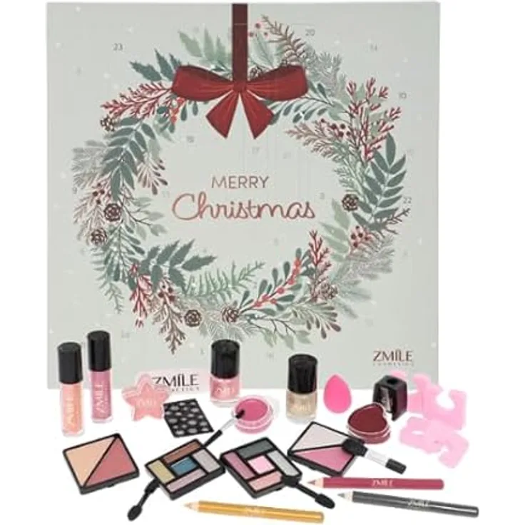 ZMILE COSMETICS Adventskalender 2025 Jingle and Glow, Damen Beauty Adventskalender in Lime Green mit 24 Überraschungen und dekorativer Kosmetik