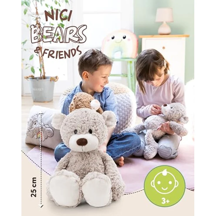 NICI Bär Finni 25cm, graues Kuscheltier aus weichem Plüsch, ideal zum Kuscheln & Spielen, Geschenkidee für Kinder & Erwachsene | 62313 – Bild 2