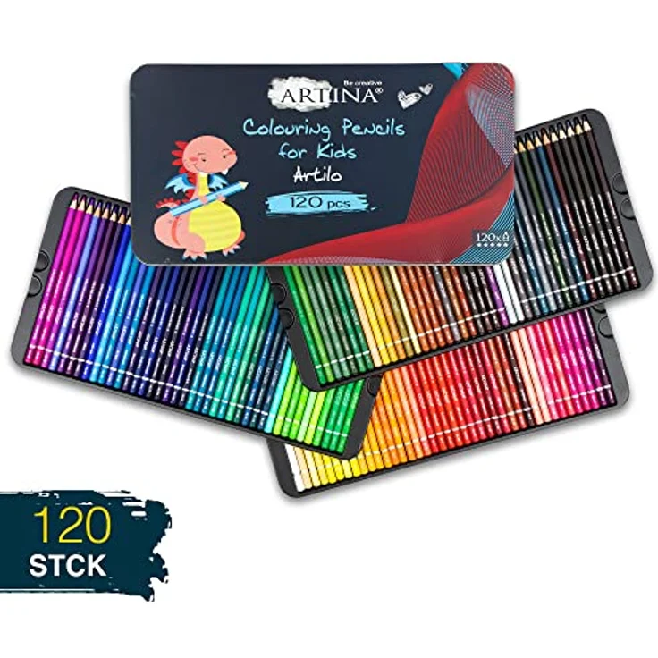 Artina Buntstift Artilo, 120-tlg, Kinder Holzstifte Set mit kräftigen Farben in Metallbox – Bild 9