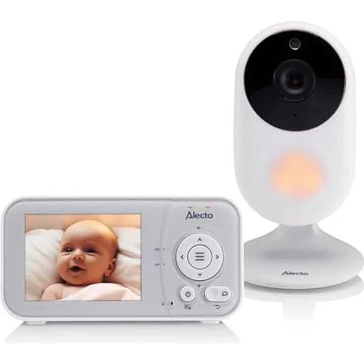 Alecto DVM2028 - Babyphone mit Kamera und 2,8 Zoll Bildschirm - Nachtsicht, Temperaturanzeige und bis zu 19 Stunden Standby-Zeit - Weiß/Grau – Bild 1