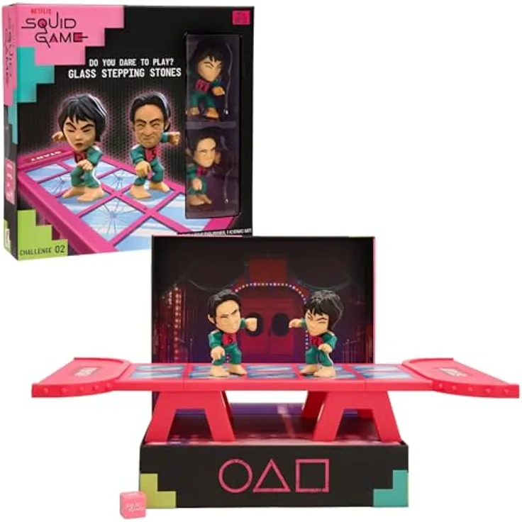 IMC Toys Squid Game Challenge Glass Tile, Spiel mit Mini-Set und Figuren, für Erwachsene ab 17 Jahren, dekorative Box zur Präsentation