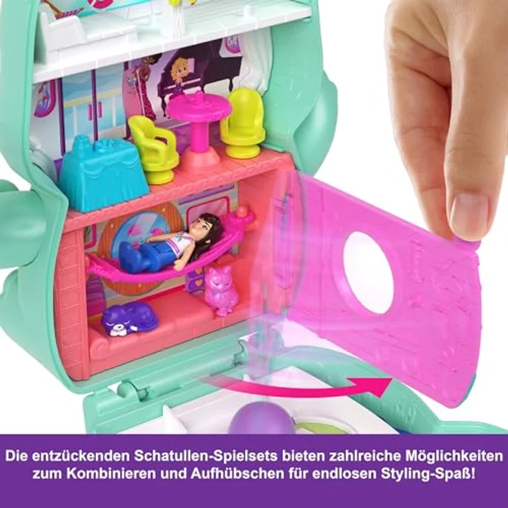 Mattel POP Matrosenkatze Schatulle, Spielset mit Kreuzfahrtschiff, 1 Puppe und 10 Accessoires, Kätzchenform – Bild 4