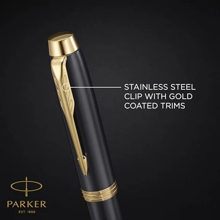 Parker Füllhalter IM Grey Lacquer GT, Premium Füller goldene Zierteile Feder M – Bild 4