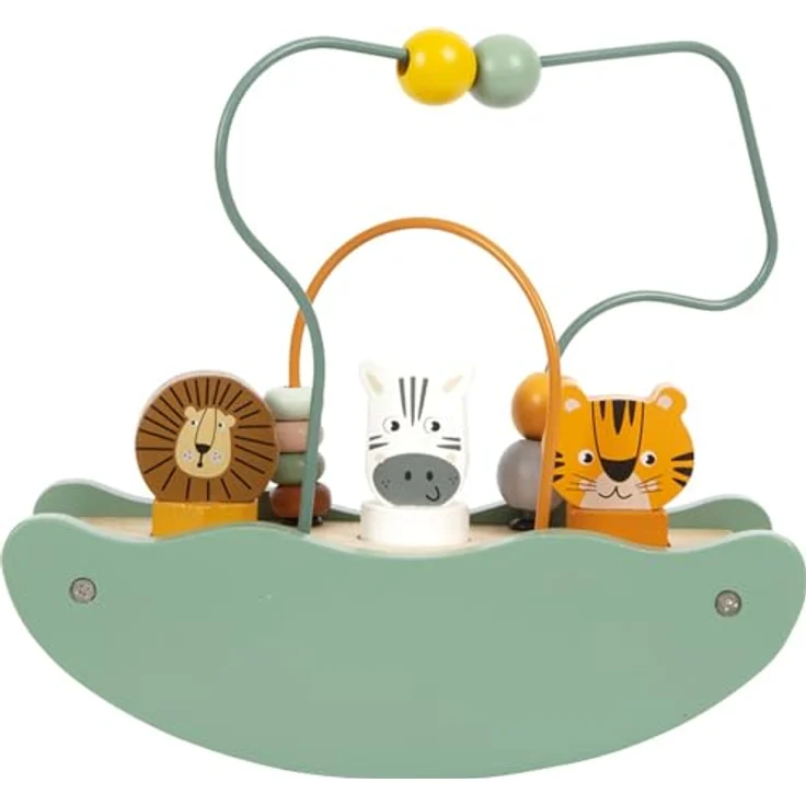 Small Foot Motorikschleife mit Wippe „Safari“, Holzspielzeug ab 12 Monaten, Tiger, Zebra und Löwe, Motorikschleifen und -würfel – Bild 5