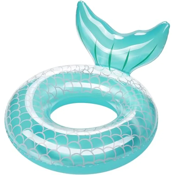 HeySplash Aufblasbarer Schwimmring im Meerjungfrau-Design, PVC Schwimmreifen für Kinder/Erwachsene, blau, max. 88 Lbs