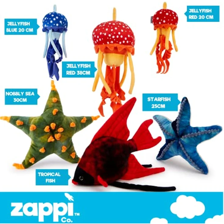 Zappi Co Weich gefülltes Kuscheltier Qualle, Rot/Orange, 18-20 cm, aus recyceltem Material, ideal zum Kuscheln und Spielen – Bild 3