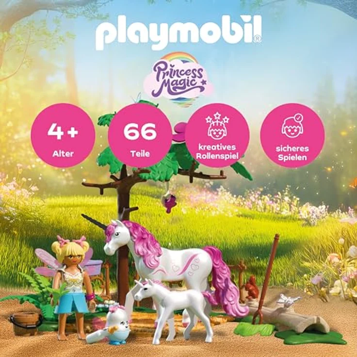 PLAYMOBIL Zauberhafter Einhorn-Stall für Mama und Fohlen, inklusive Fee und Joyling, magisches Spielset – Bild 2