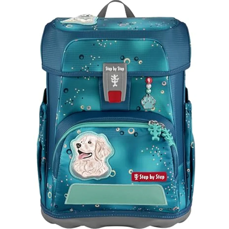 Step by Step Cloud Schulranzen-Set „Dog Basty“, 5-teilig, türkis, ergonomischer Tornister mit Reflektoren, höhenverstellbar, 19L für Jungen ab der 1. Klasse – Bild 2