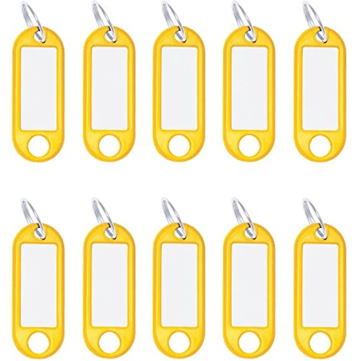 Wedo 262101805 Schlüsselanhänger Kunststoff (mit Ring, auswechselbare Etiketten) 10 Stück, gelb, 17x10x1 cm