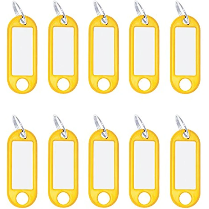 Wedo 262101805 Schlüsselanhänger Kunststoff (mit Ring, auswechselbare Etiketten) 10 Stück, gelb, 17x10x1 cm