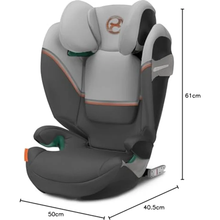 CYBEX Gold Kindersitz Solution S2 i-Fix, Für Autos mit und ohne ISOFIX, 100 - 150 cm, Ab ca. 3 bis 12 Jahre (15 - 50 kg), Lava Grey – Bild 11