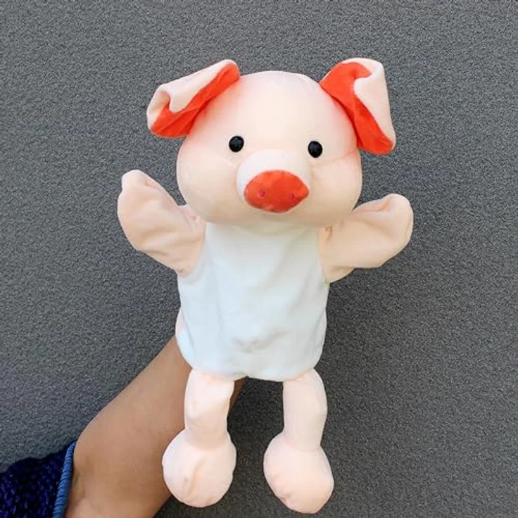 LOMTRATS Tier-Handpuppen Set für Kinder, inklusive Wolf, Tiger, Löwe und Affe mit Beinen, ca. 30 cm hoch, aus PP-Baumwolle, ideal für Geschichtenerzählen und Vorschule – Bild 1