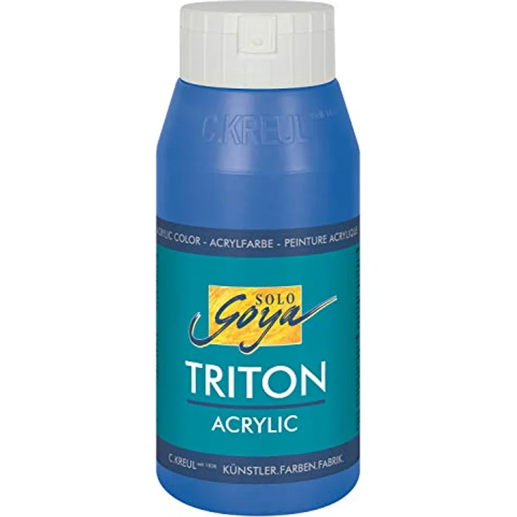 KREUL Solo Goya Triton Acrylfarbe kobaltblau, 750 ml Flasche, schnell trocknend, wasserbasierte Studioqualität, gut deckend und vielseitig einsetzbar – Bild 1