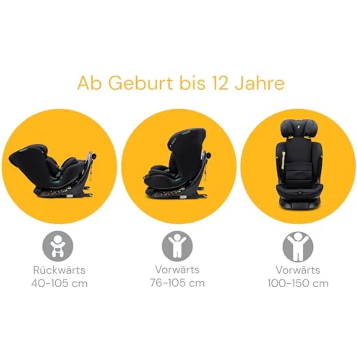 Osann Autokindersitz Floyd360, 360° drehbar mit Isofix und Top-Tether, für Kinder von 40 bis 150 cm, ab Geburt bis 12 Jahre, mit 11-fach höhenverstellbarer Kopfstütze – Bild 5