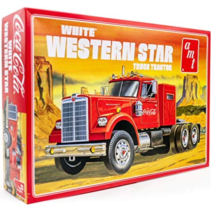 AMT Round2 591160 - 1/25 White Western Star Semi Tractor, Plastikmodellbausatz mit Coca-Cola-Werbung – Bild 1
