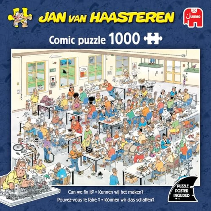 Jan van Haasteren Können Wir Das Schaffen? 1000 Teile Puzzle für Erwachsene aus 100% recyceltem Karton, 68 x 49 cm, humorvolle Repair Café Szene – Bild 4