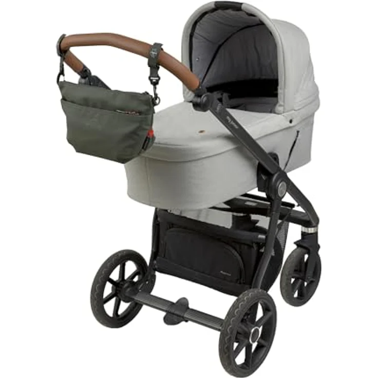 LÄSSIG Kinderwagenorganizer Bum Bag, Umhängetasche mit Kinderwagenbefestigung, wasserabweisend, dark olive – Bild 5