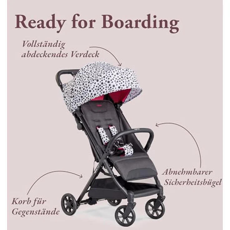 Inglesina Quid² Polka Dots White, ultraleichter Kinderwagen bis 22 kg, kompakt für Flugreisen, einhändig zusammenklappbar, UV-Schutz 50+ – Bild 2