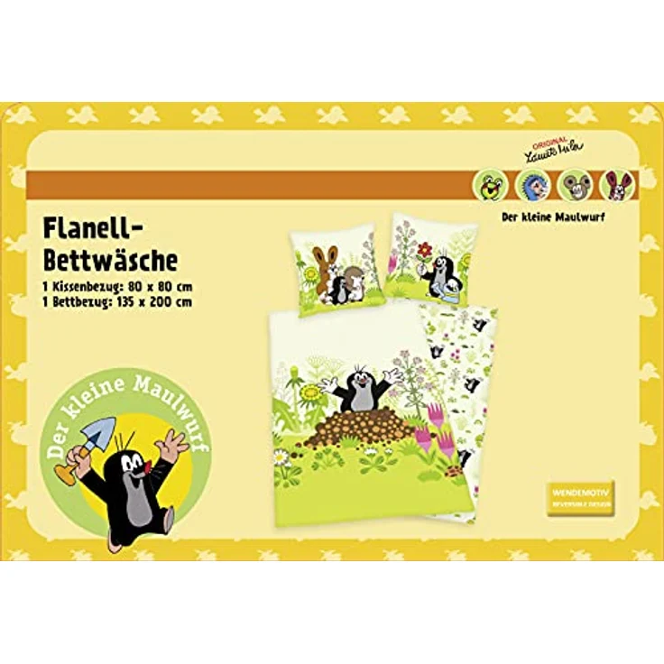 Der kleine Maulwurf Flanell Bettwäsche 100% Baumwolle 80 x 80 cm + 135 x 200 cm – Bild 9