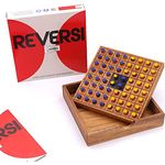 ROMBOL Reversi - Strategiespiel aus edlem Holz, gelb/blau, handgefertigt aus Samena-Holz