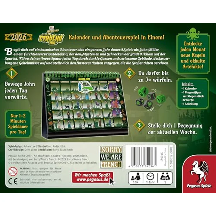 Pegasus Spiele 365 Abenteuer – Cthulhu 1926 [Edition 2026], Familienspiel für spannende Abenteuer mit kooperativem Spielverlauf – Bild 5